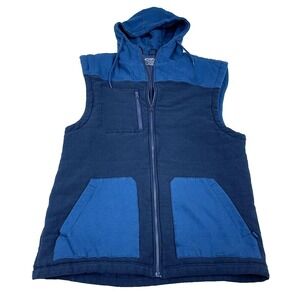 Cinch Vest Men XXL 2XL Blue Jacket Hooded Sleeveless Full Zip Adult